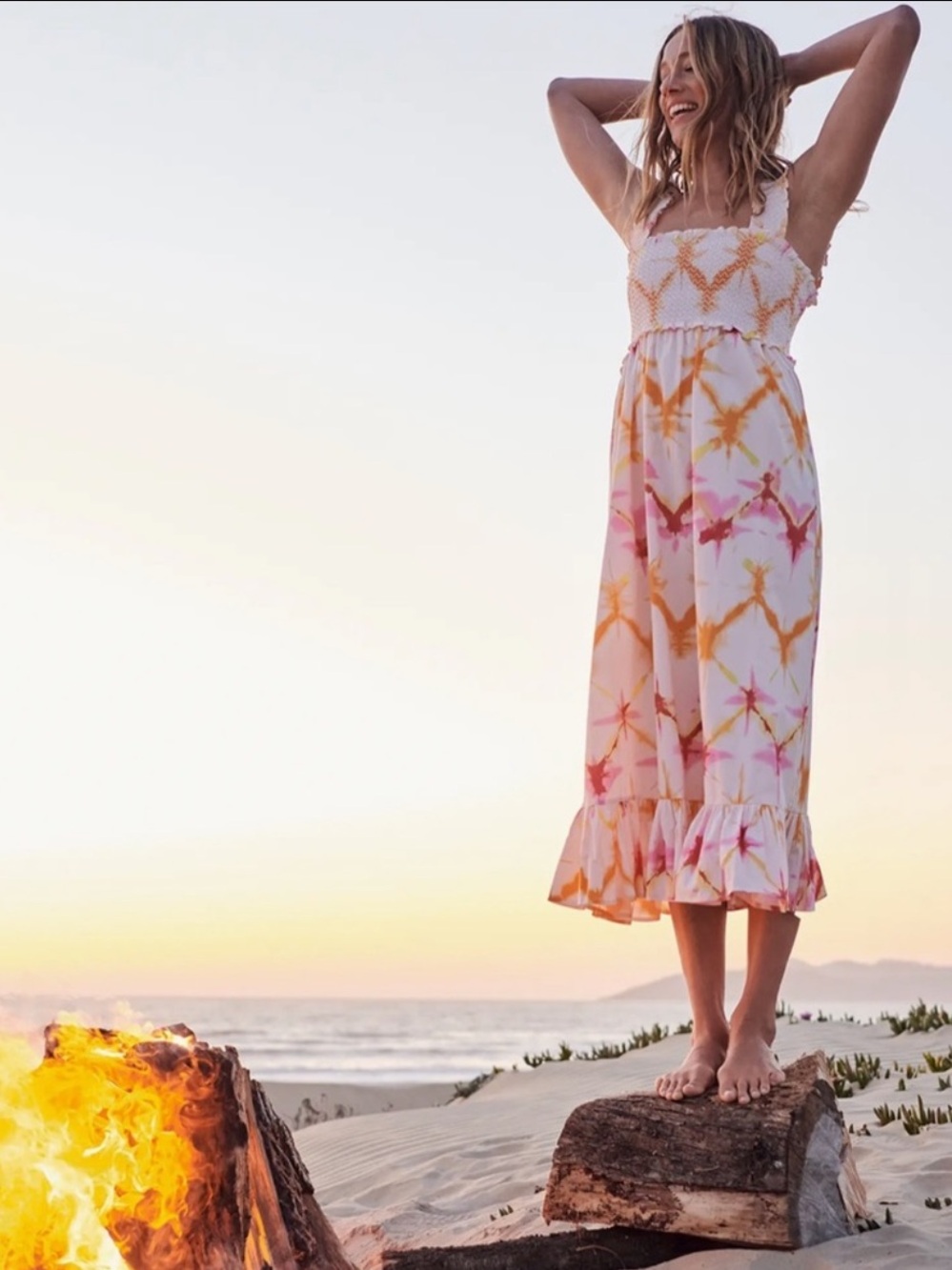 Rails Rumi Tie-Dye Smocked Midi Dress size M